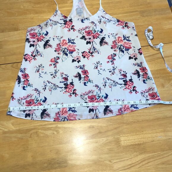 TWIK Simons Floral Camisole Top Racerback Lined Cream Pink Summer Women's XL - Picture 11 of 13